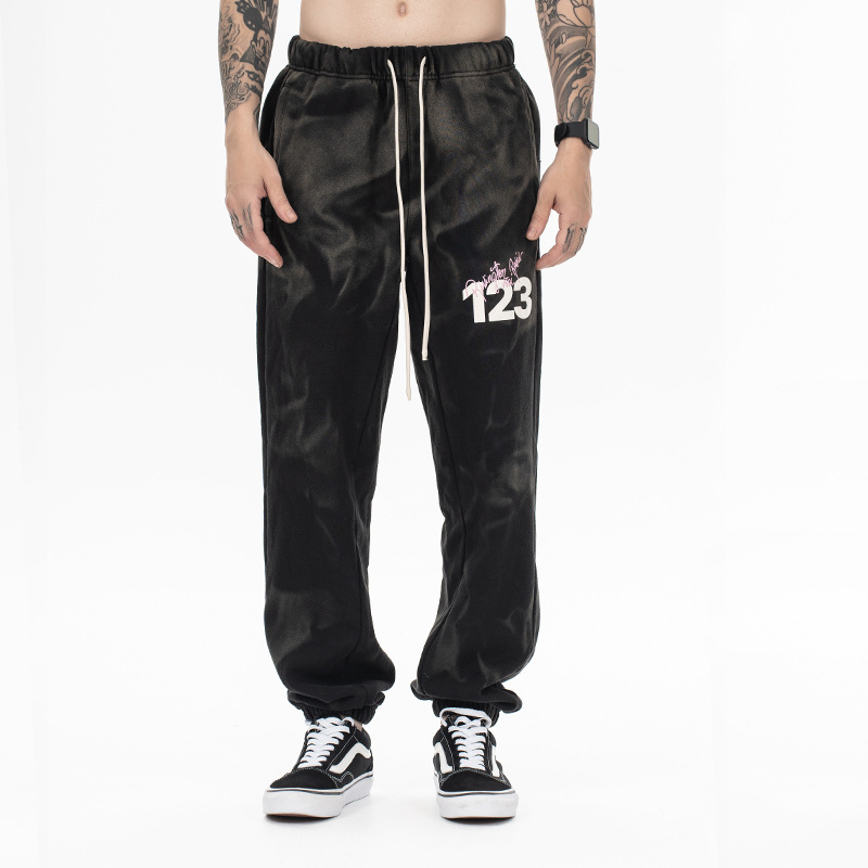 Palm Angels Black Gothic Logo Sweatpants 